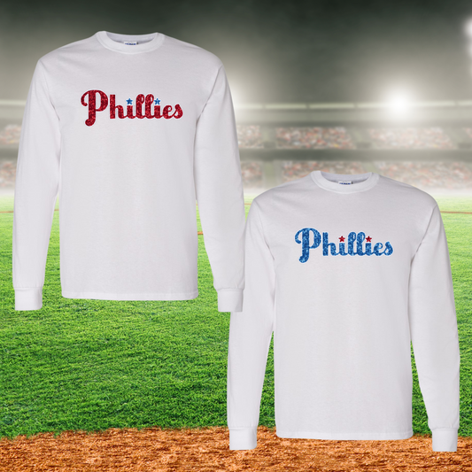 Phillies Glitter Long Sleeve T-Shirts