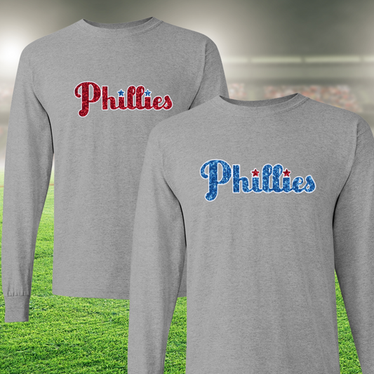 Phillies Glitter Long Sleeve T-Shirts