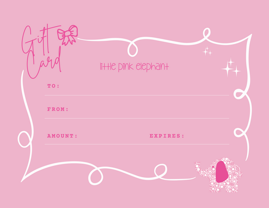little pink elephant - gift card