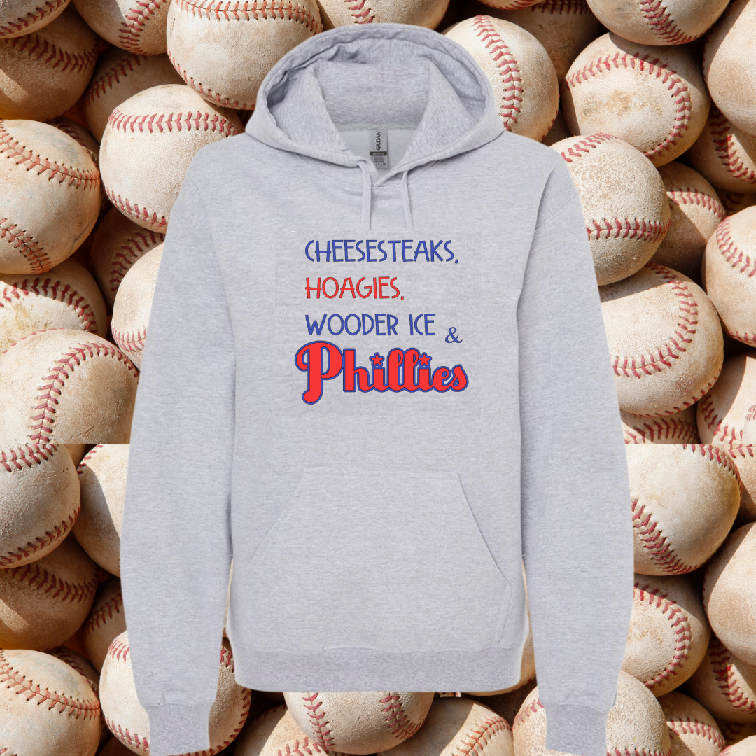 Cheesesteaks, Hoagies, Wooder Ice & Phillies Hooded Sweatshirt – little  pink elephant.com