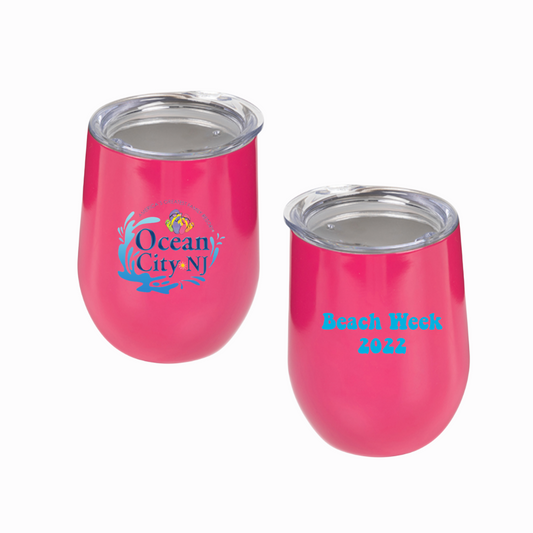 "Down the Shore" stemless wine tumbler with Phrase