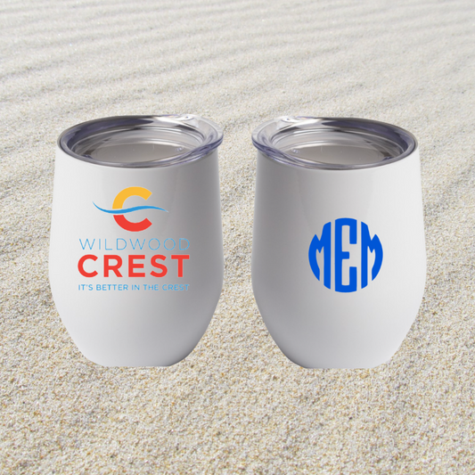 "Down the Shore" stemless wine tumbler with name or initials