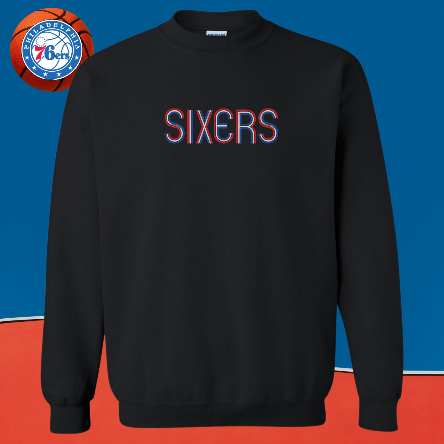 Sixers Crewneck Sweatshirt ❤️🤍💙 Tri Color Logo
