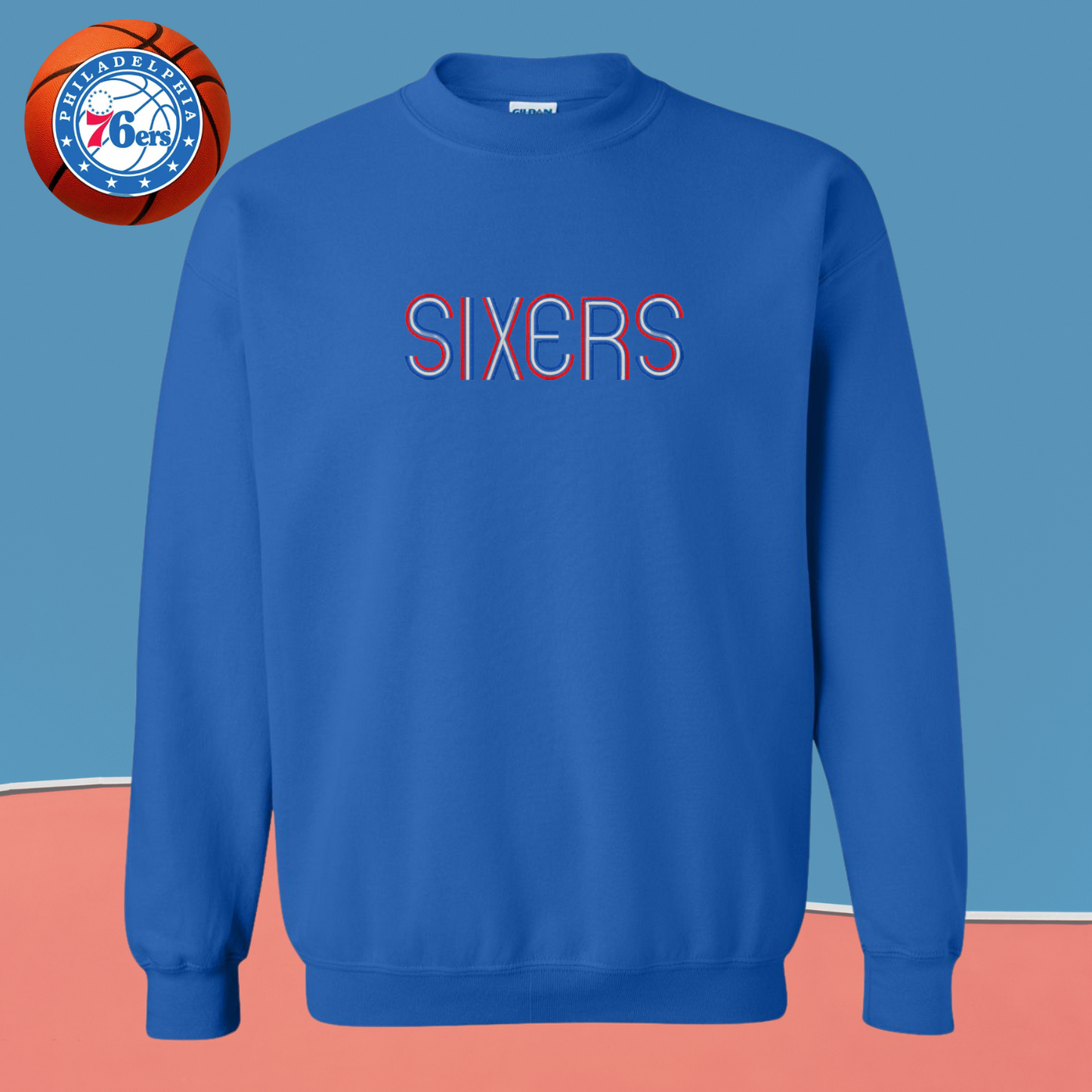 Sixers Crewneck Sweatshirt ❤️🤍💙 Tri Color Logo