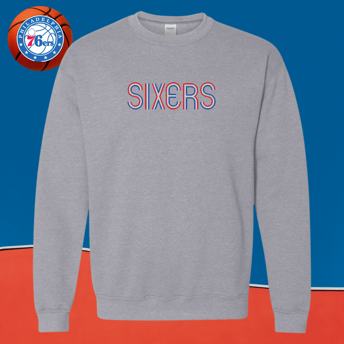 Sixers Crewneck Sweatshirt ❤️🤍💙 Tri Color Logo