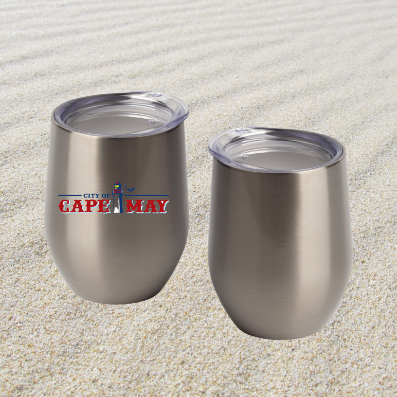 "Down the Shore" stemless wine tumbler with Phrase