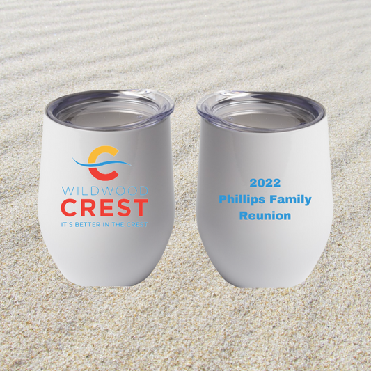 "Down the Shore" stemless wine tumbler with Phrase