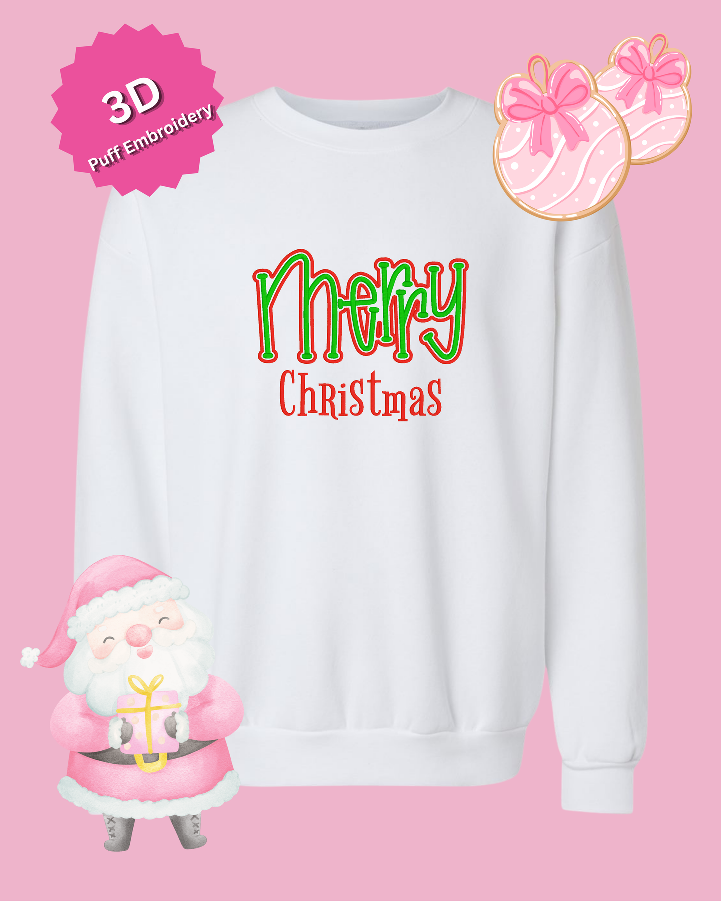 Merry Christmas 3D Puff Embroidery Sweatshirt