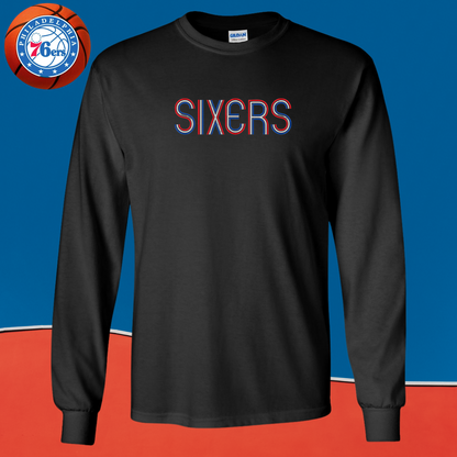 Sixers Long Sleeve T-Shirt ❤️🤍💙 Tri Color Logo