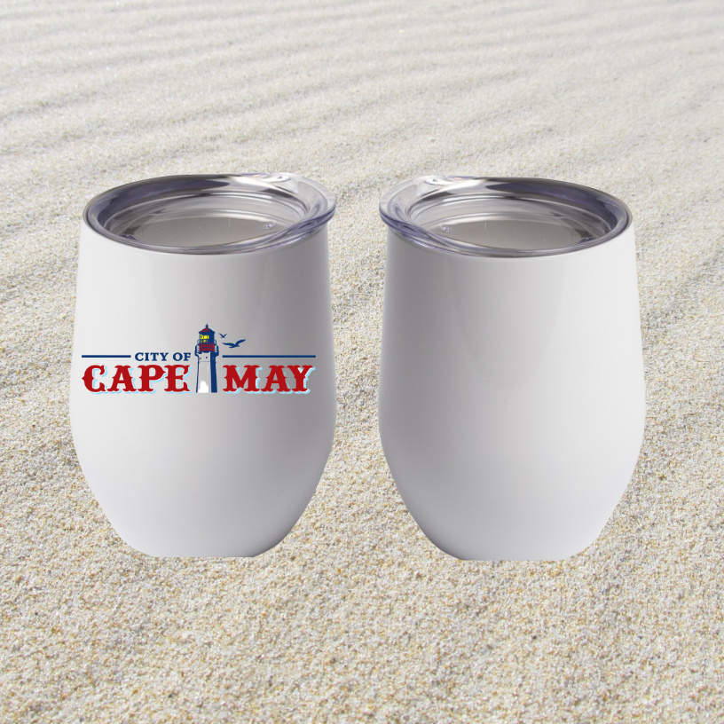 "Down the Shore" stemless wine tumbler with name or initials