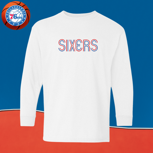 Sixers Long Sleeve T-Shirt ❤️🤍💙 Tri Color Logo